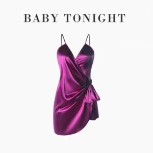 This sexy nightgown features a form-fitting cut, with an open-back design and a deep V-neckline